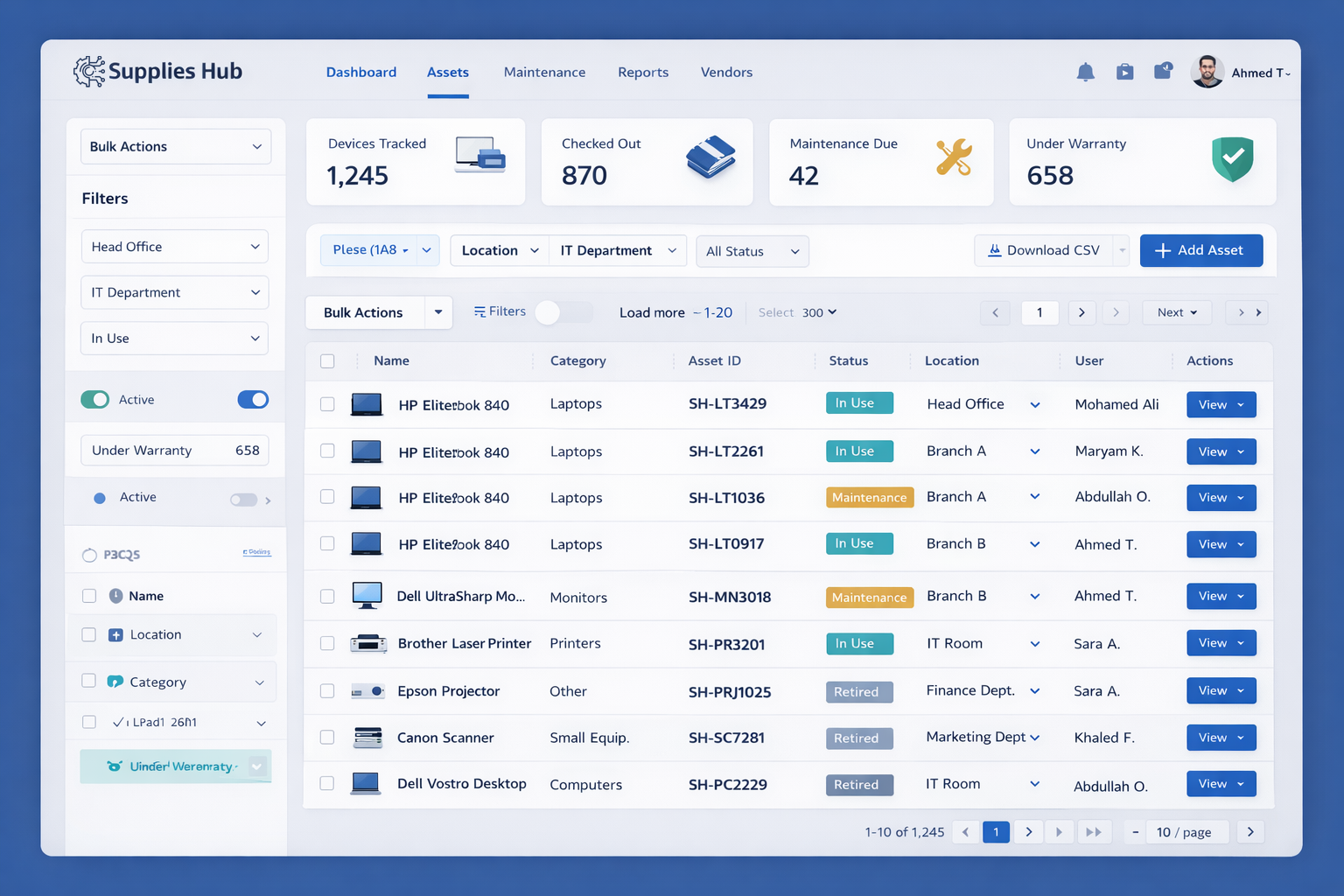 Supplies Hub Dashboard